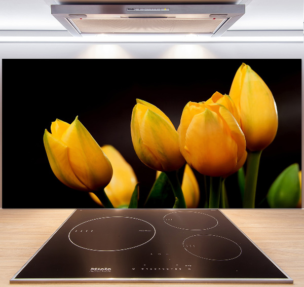 Spatscherm keuken Gele tulpen