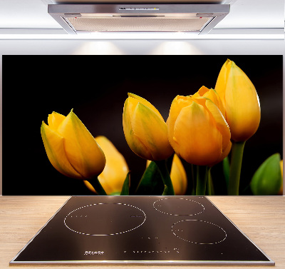 Spatscherm keuken Gele tulpen