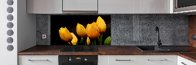 Spatscherm keuken Gele tulpen