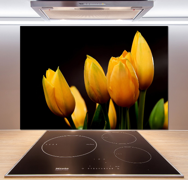Spatscherm keuken Gele tulpen