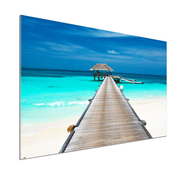 Glazen achterwand keuken Houten steiger