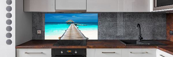 Glazen achterwand keuken Houten steiger