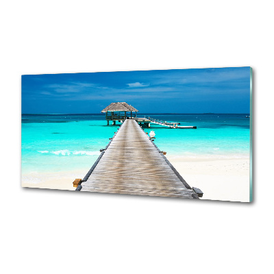 Glazen achterwand keuken Houten steiger