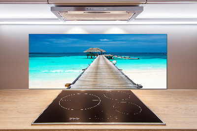 Glazen achterwand keuken Houten steiger