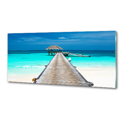 Glazen achterwand keuken Houten steiger