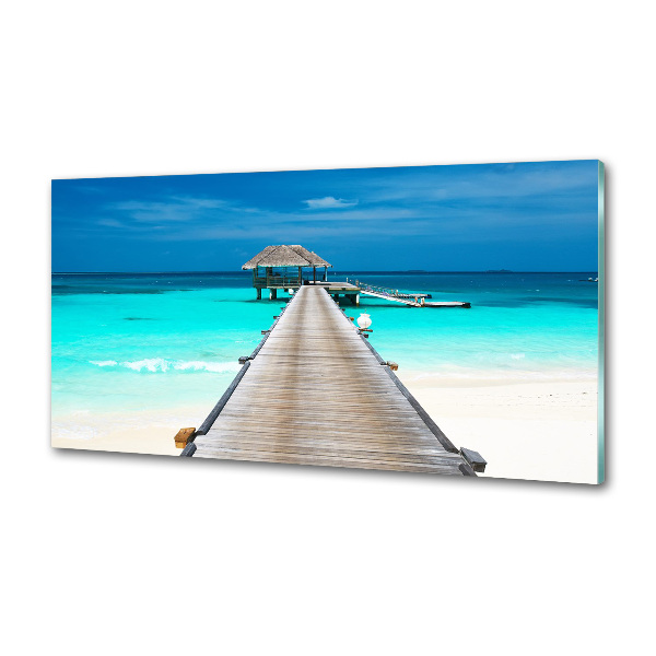 Glazen achterwand keuken Houten steiger