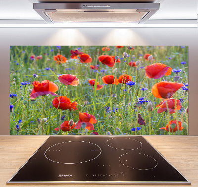 Glazen achterwand keuken Wilde bloemen
