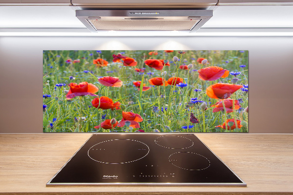 Glazen achterwand keuken Wilde bloemen