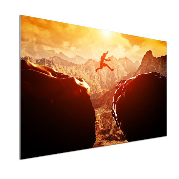 Spatscherm keuken Spring over de afgrond