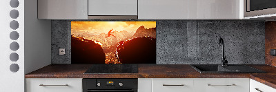 Spatscherm keuken Spring over de afgrond