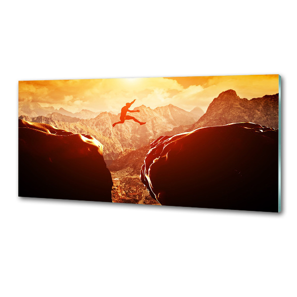 Spatscherm keuken Spring over de afgrond