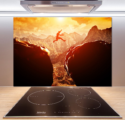 Spatscherm keuken Spring over de afgrond