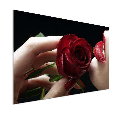 Spatplaat keuken Vrouw met een roos