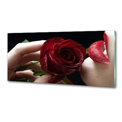 Spatplaat keuken Vrouw met een roos