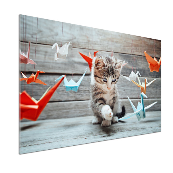 Glazen achterwand keuken Katvogels gemaakt van papier