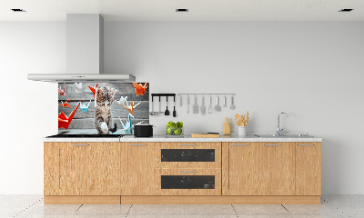 Glazen achterwand keuken Katvogels gemaakt van papier