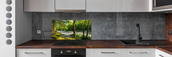 Spatscherm keuken Rivier in het bos