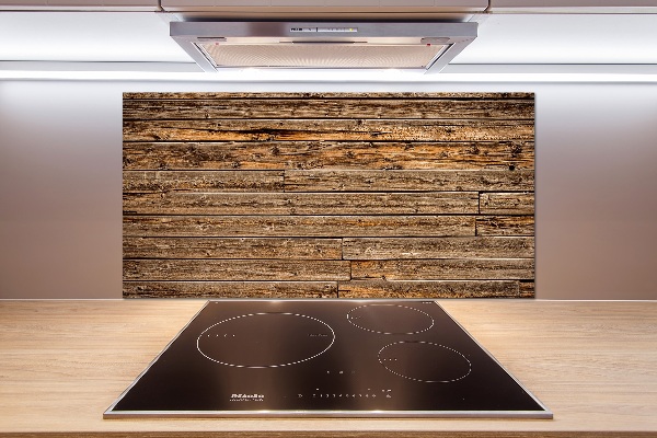 Spatscherm keuken Houten muur