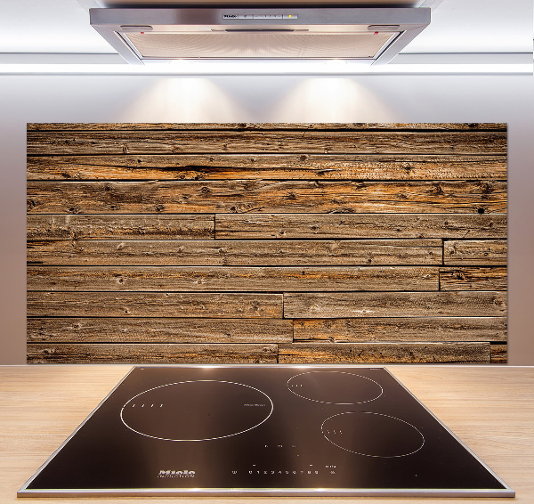 Spatscherm keuken Houten muur