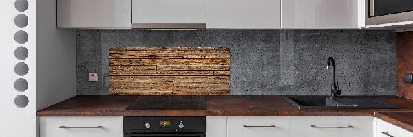 Spatscherm keuken Houten muur