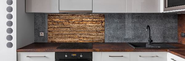 Spatscherm keuken Houten muur