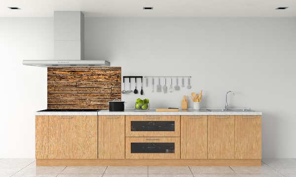 Spatscherm keuken Houten muur