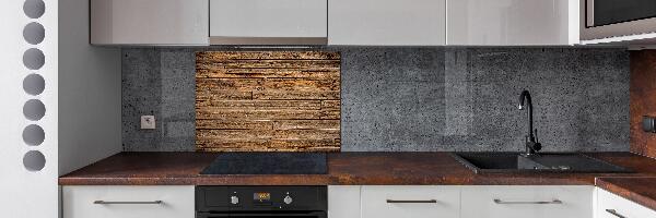 Spatscherm keuken Houten muur