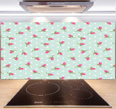 Achterwand keuken Rozenpatroon