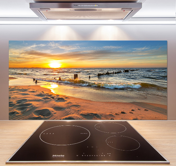 Glazen achterwand keuken Zonsondergangstrand