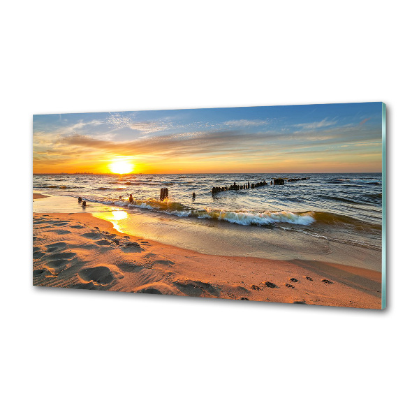 Glazen achterwand keuken Zonsondergangstrand