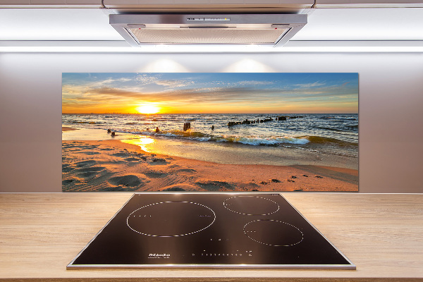 Glazen achterwand keuken Zonsondergangstrand