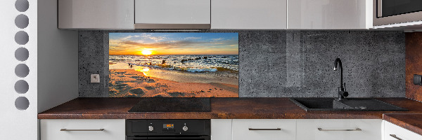 Glazen achterwand keuken Zonsondergangstrand