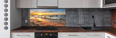 Glazen achterwand keuken Zonsondergangstrand