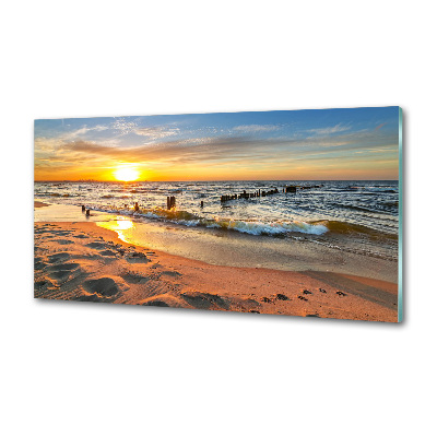 Glazen achterwand keuken Zonsondergangstrand