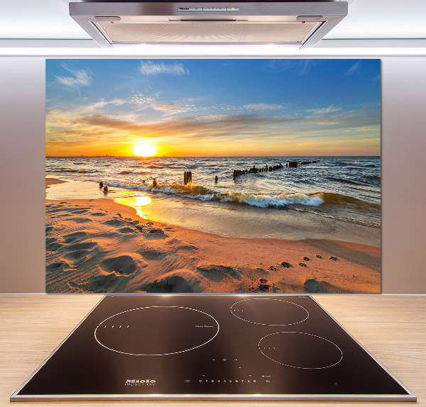 Glazen achterwand keuken Zonsondergangstrand