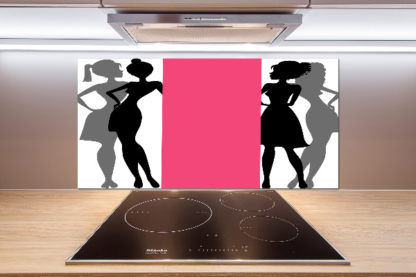 Glazen achterwand keuken Silhouetten van vrouwen