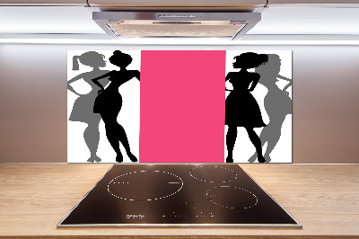Glazen achterwand keuken Silhouetten van vrouwen