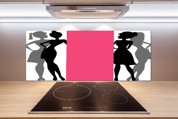 Glazen achterwand keuken Silhouetten van vrouwen