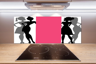 Glazen achterwand keuken Silhouetten van vrouwen