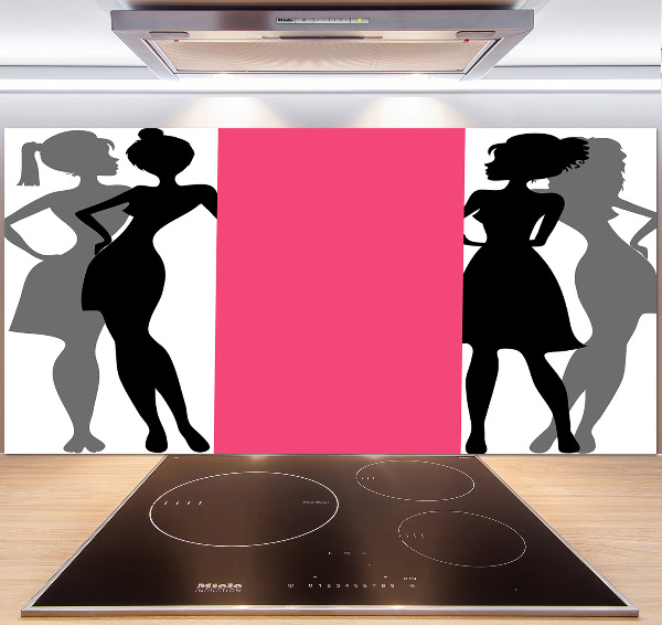 Glazen achterwand keuken Silhouetten van vrouwen