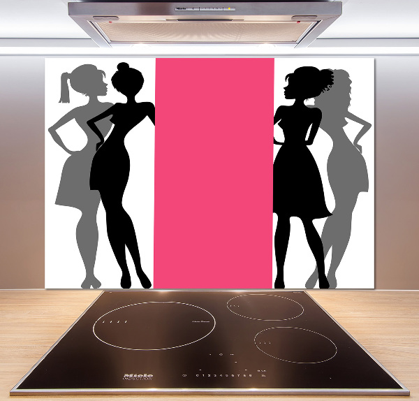 Glazen achterwand keuken Silhouetten van vrouwen