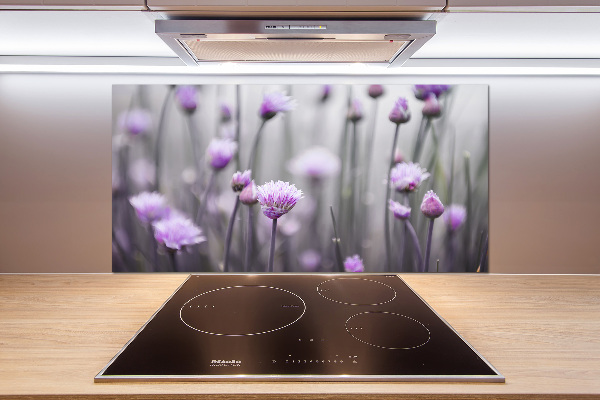 Glazen achterwand keuken Bieslookbloemen