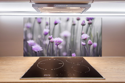 Glazen achterwand keuken Bieslookbloemen
