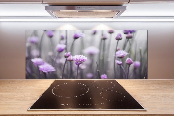 Glazen achterwand keuken Bieslookbloemen