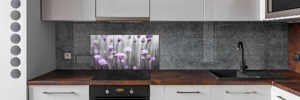 Glazen achterwand keuken Bieslookbloemen