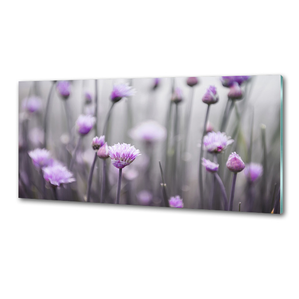 Glazen achterwand keuken Bieslookbloemen