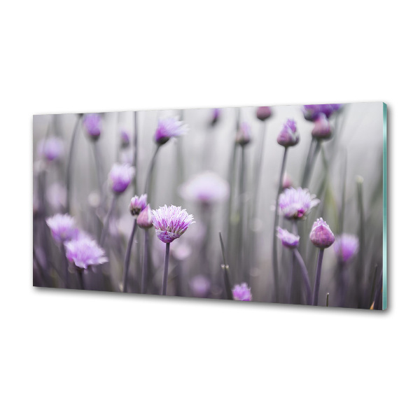 Glazen achterwand keuken Bieslookbloemen