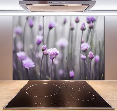 Glazen achterwand keuken Bieslookbloemen
