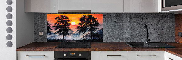 Spatplaat keuken Zonsondergangbos