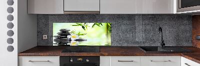 Spatscherm keuken Plumeria en bamboe